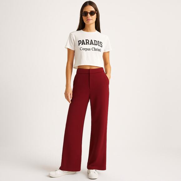 REFORMATION Wide Leg Tencel Draped Pants Maroon Red Sz 4 NWT {X9} - Picture 1 of 6